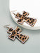 Leopard Rhinestones Cross Pendant Earrings