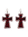 Leopard Rhinestones Cross Pendant Earrings