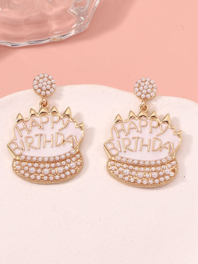 Vintage Rhinestone Birthday Cake Earrings