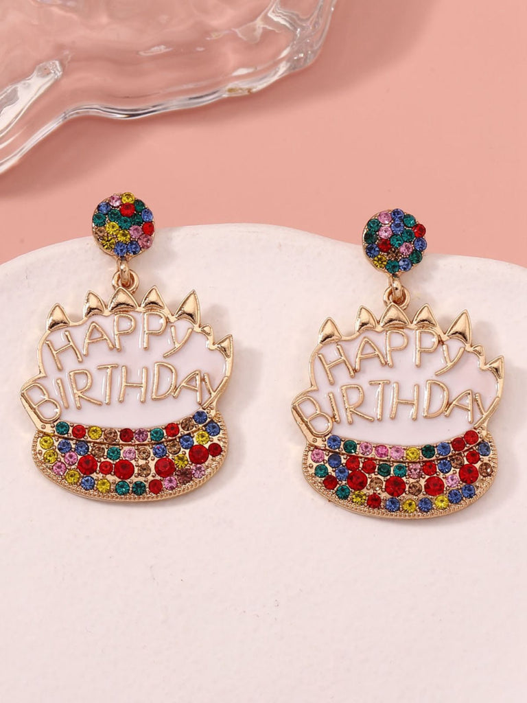 Vintage Rhinestone Birthday Cake Earrings