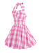 Kids Party 1950s Plaid Halter Swing Girl's Dress