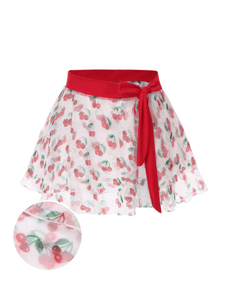 [US Warehouse] Red 1950s Cherry Tie Waist Cover Up