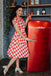 Red 1950s Pockets Plaid Dress