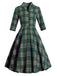 Green 1950s Plaid Button Swing Dress