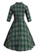 Green 1950s Plaid Button Swing Dress