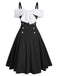 1950s Bow Cold Shoulder Swing Dress