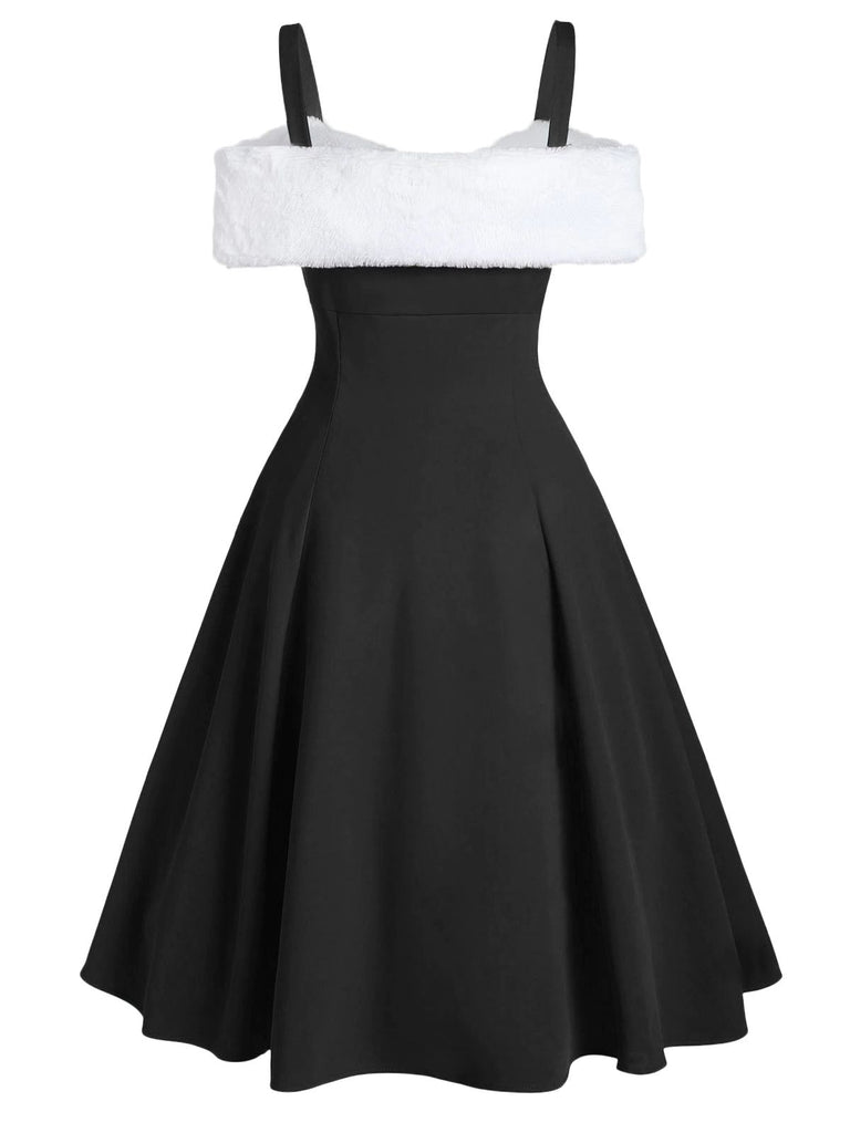 1950s Bow Cold Shoulder Swing Dress