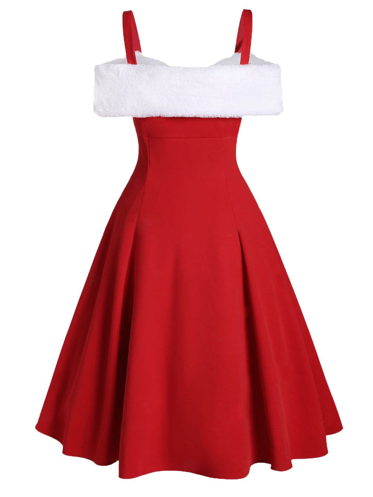 1950s Bow Cold Shoulder Swing Dress