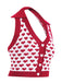 Red 1950s Knitting Heart Halter Button Tops