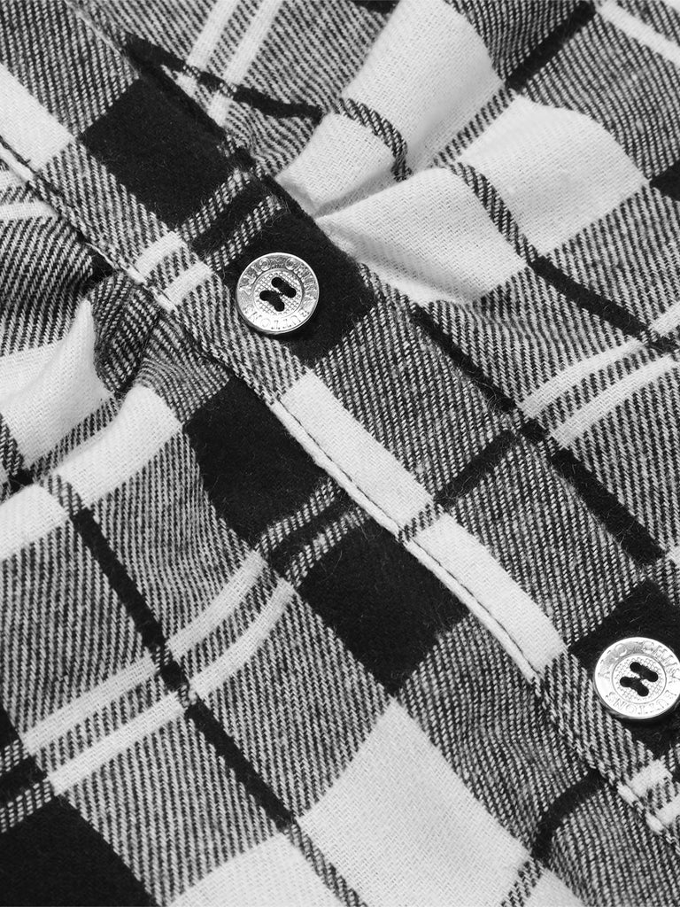 1950s 3/4 Sleeve Plaid Belt Long Tops