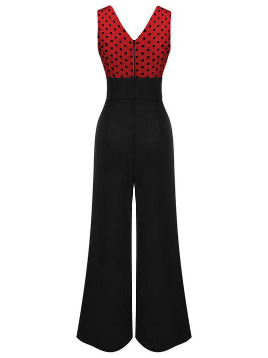 [Pre-Sale] 1930s Polka Dot Patchwork Button Jumpsuit