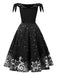 [Pre-Sale] Black 1950s Christmas Snowflake Off-Shoulder Dress