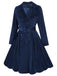 Navy Blue 1950s Corduroy Long Coat