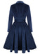 Navy Blue 1950s Corduroy Long Coat