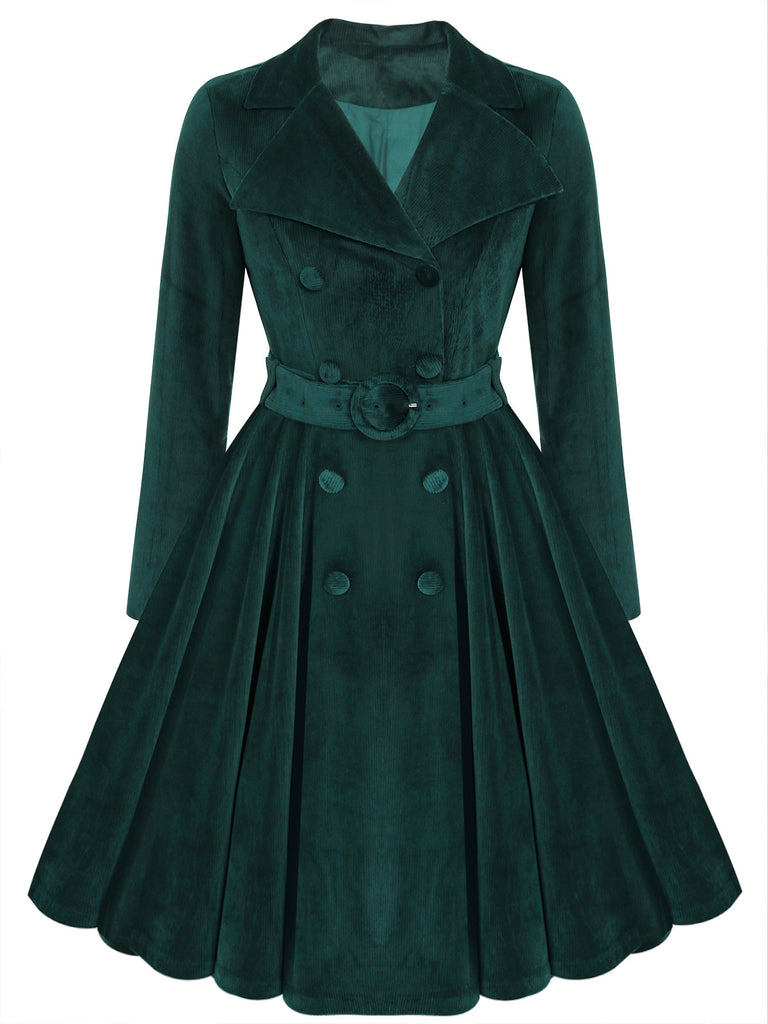 [Pre-Sale] Green 1950s Corduroy Long Coat