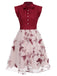 Wine Red 1950s Butterfly Patchwork Vintage Dress