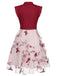 Wine Red 1950s Butterfly Patchwork Vintage Dress