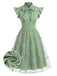 Green 1950s Floral Patchwork Vintage Dress