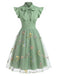 Green 1950s Floral Patchwork Vintage Dress