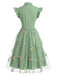 Green 1950s Floral Patchwork Vintage Dress