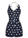 ‍Navy Blue 1950s Stars Lapel Vintage Romper (75% off)