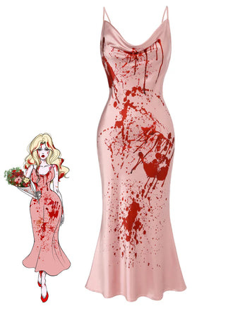 [Pre-Sale] Pink 1930s Halloween Blood Fishtail Dress