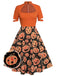 ‍Orange 1950s Halloween Pumpkin Swing Dress (65% off)