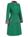 Green 1950s Leopard Patchwork Button Coat