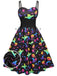 ‍1950s Halloween Colorful Print Strap Dress (65% off)