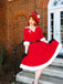 Red 1950s Solid Plush Christmas Dress