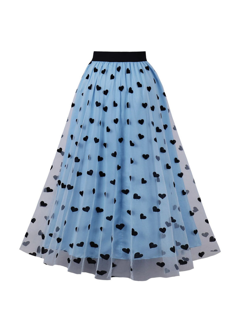 1950s Heart High Waist Swing Skirt