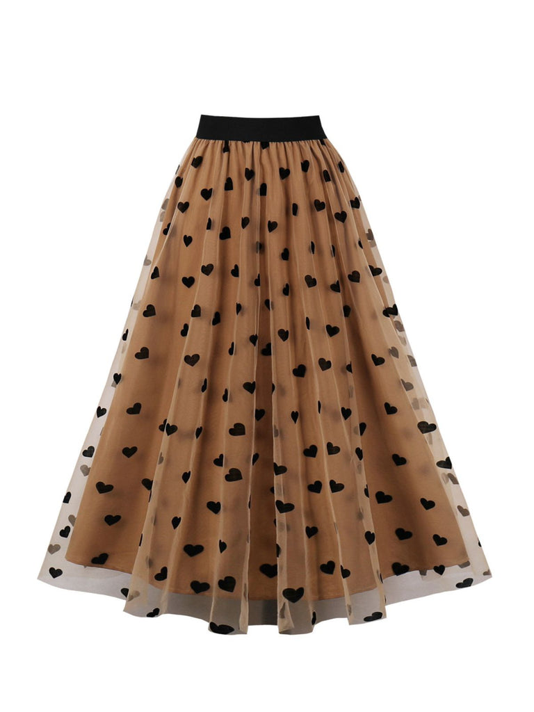 1950s Heart High Waist Swing Skirt