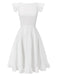 White 1950s Lace Patchwork Solid Dress