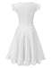 White 1950s Lace Patchwork Solid Dress