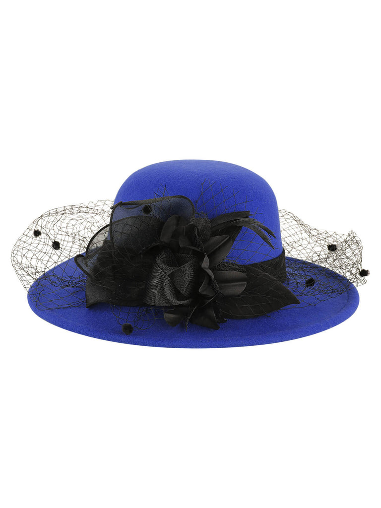 Retro Flower Net Round Top Hat