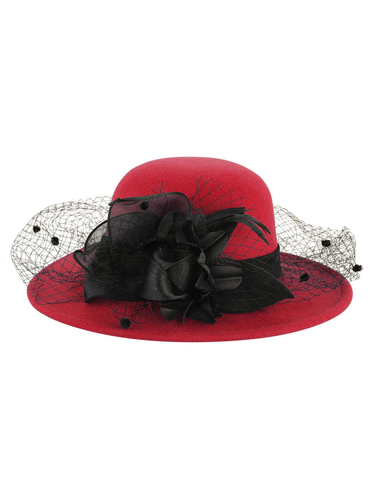 Retro Flower Net Round Top Hat