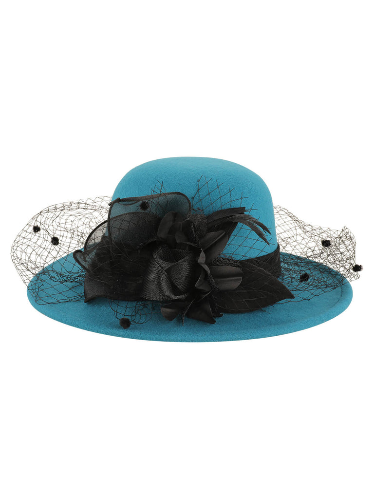 Retro Flower Net Round Top Hat