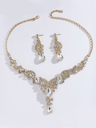 2PCS Rhinestone Necklace & Earrings Set