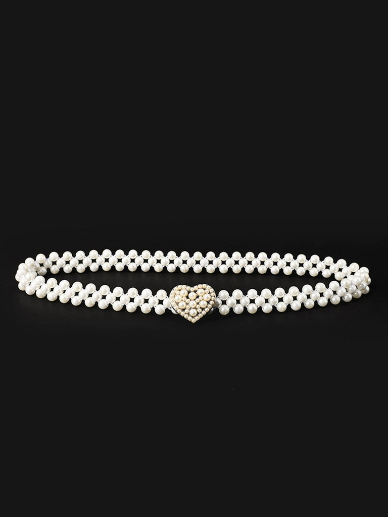 Pearl Beaded Braided Stretch Belt