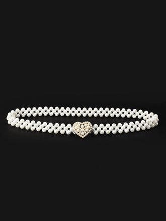 Pearl Beaded Braided Stretch Belt