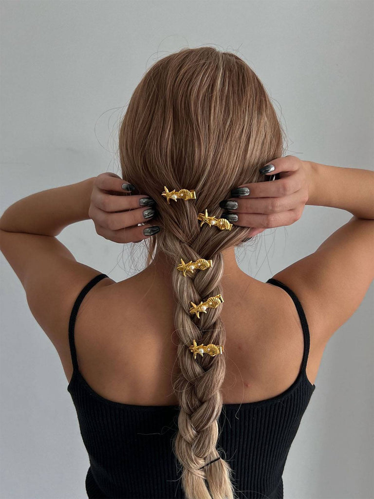 3D Starfish Seashell Pearl Hair Clip
