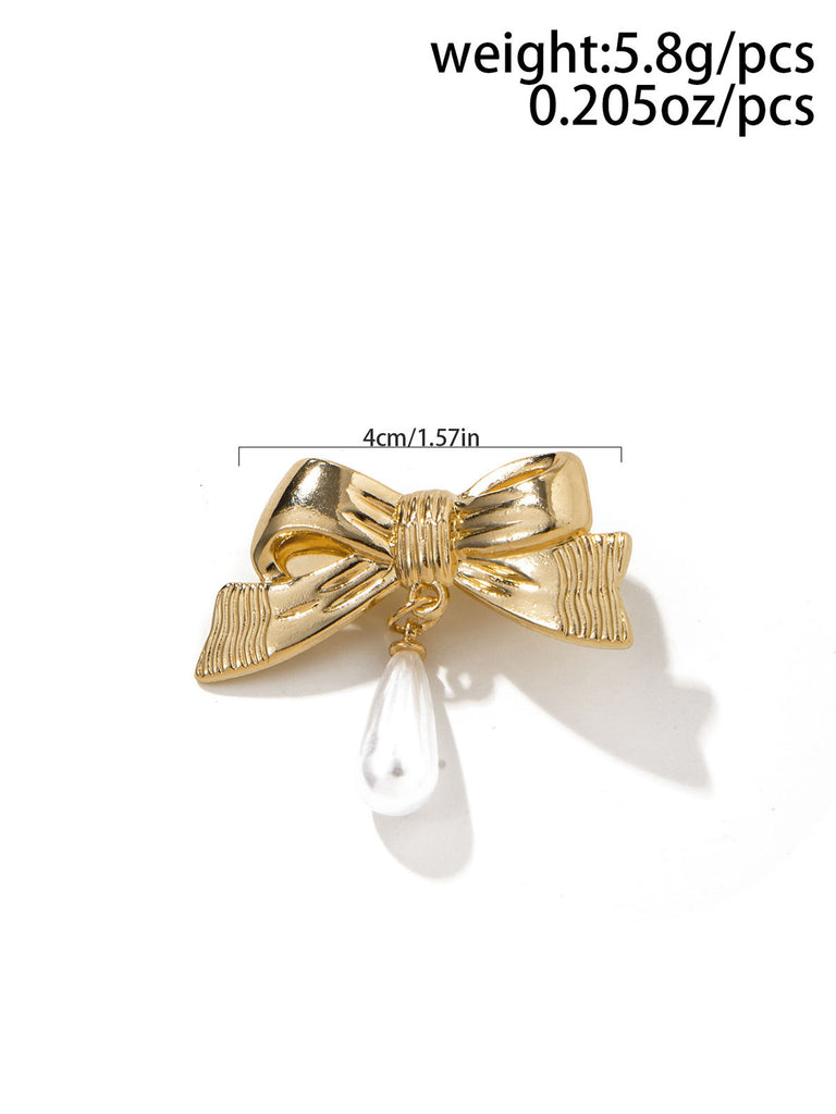 3D Bow Pearl Drop Hair Clip