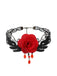 Gothic 3D Rose & Embroidered Lace Choker Necklace