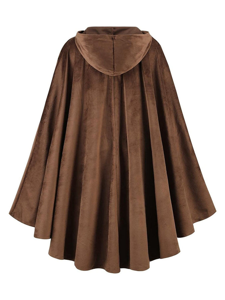 1940s Halloween Medieval Faux-Suede Cloak