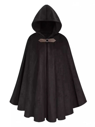 1940s Halloween Medieval Faux-Suede Cloak