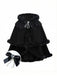 [Pre-Sale] 1960s Black Cat Lace Plush Trim Hooded Cloak