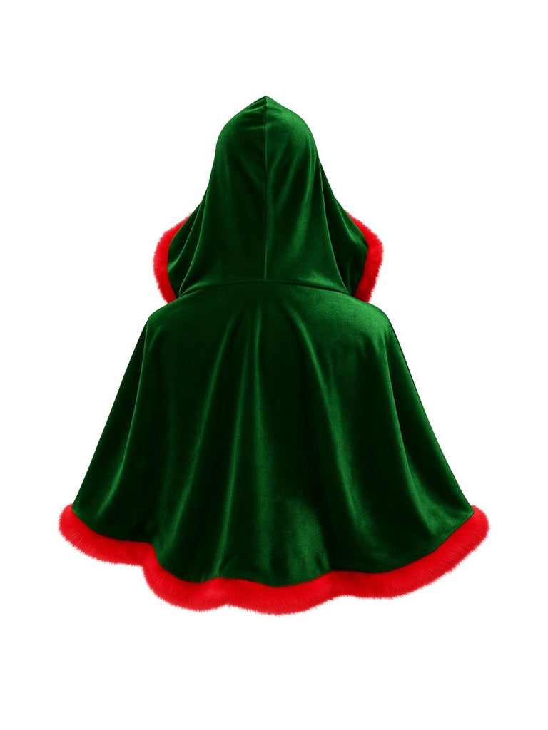 1950s Christmas Velvet Hooded Mini Cape