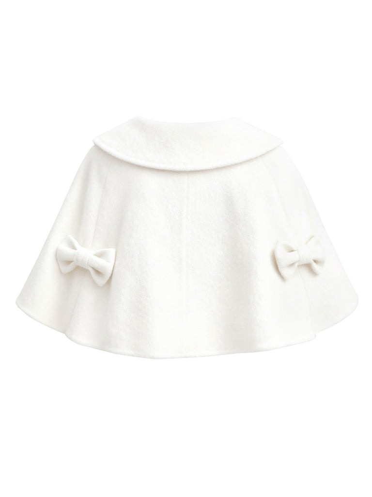 [Pre-Sale] White 1950s Solid Lapel Round Neck Bow Cape