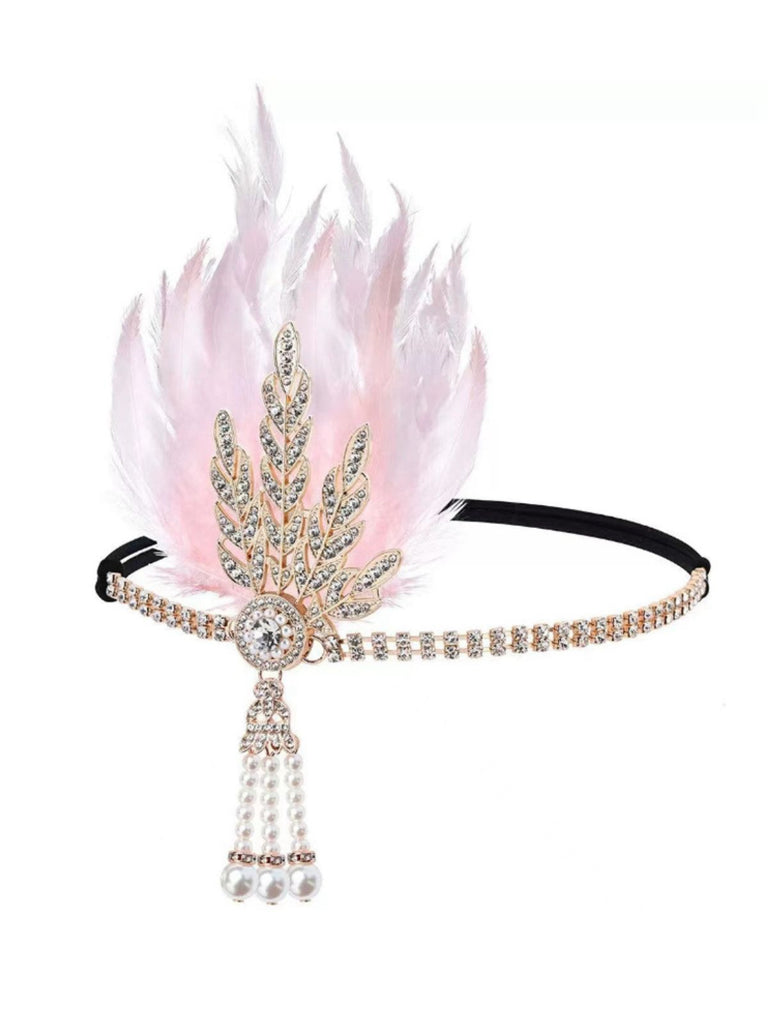 1920s Gatsby Feather Rhinestone Prom Headband