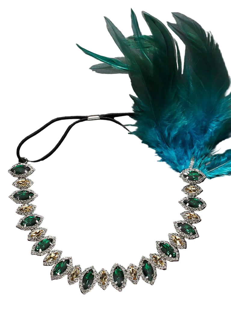 1920s Gatsby Peacock Feather Rhinestone Headband